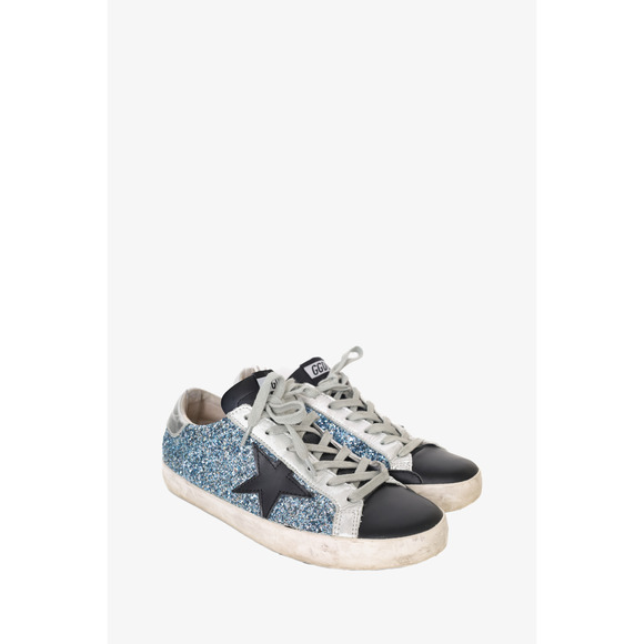 Golden Goose Blue/Sliver Metallic Sequin Sneaker Size 40 - Picture 2 of 3